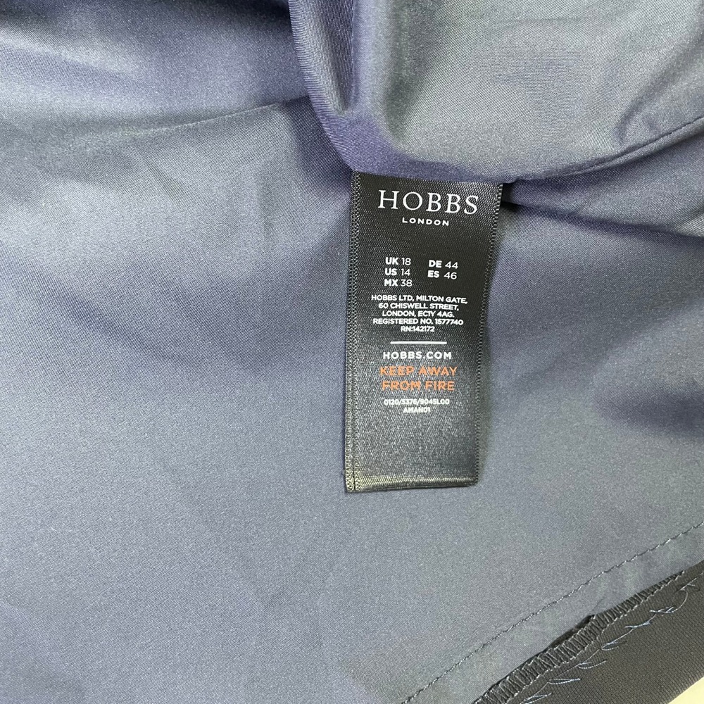 Hobbs London Navy Blue Fit and Flare A-Line Cap Sleeve Dress Size US 14 Office - Picture 11 of 15